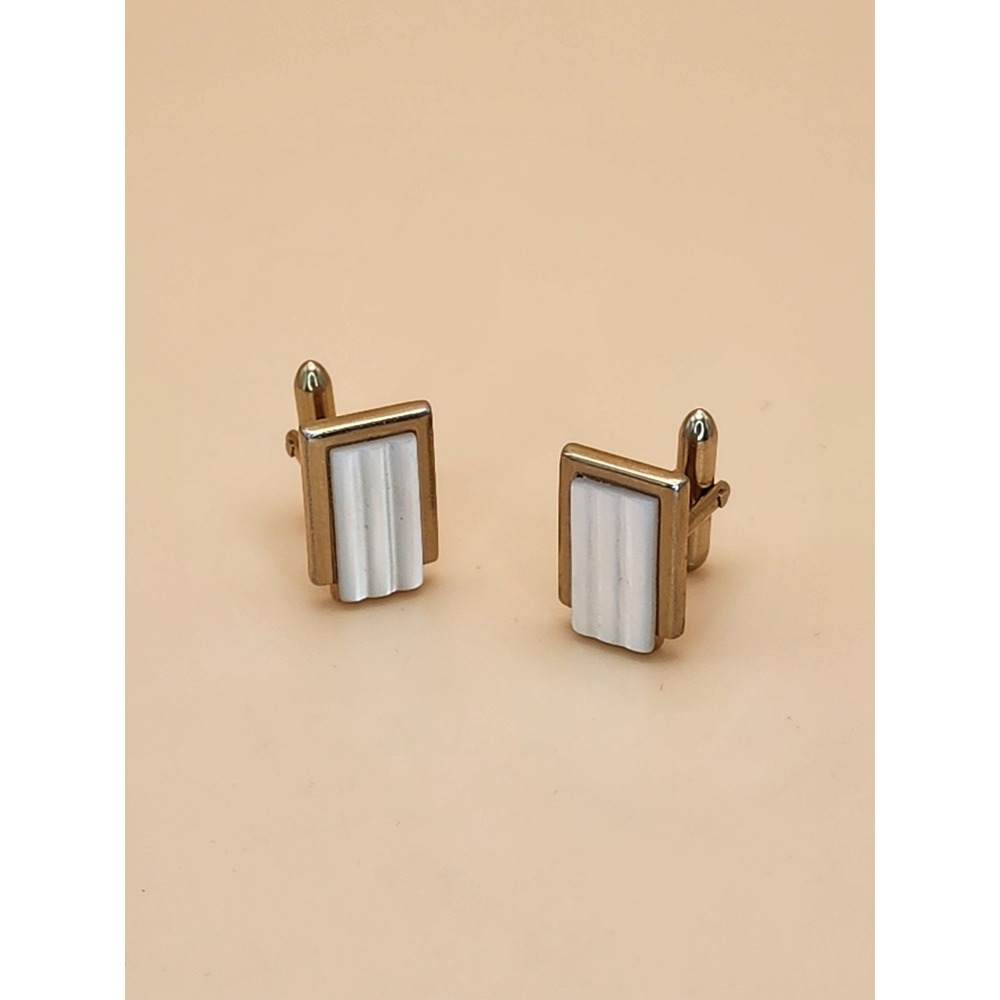 75 Yr Old SWANK USA Mother of Pearl Mid Century Vintage Cufflinks FREE $HIPPING!